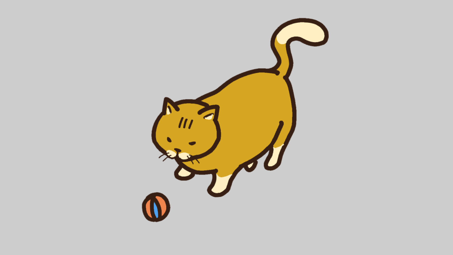 TELOPICTの動くアイコン素材・ボールにじゃれる猫