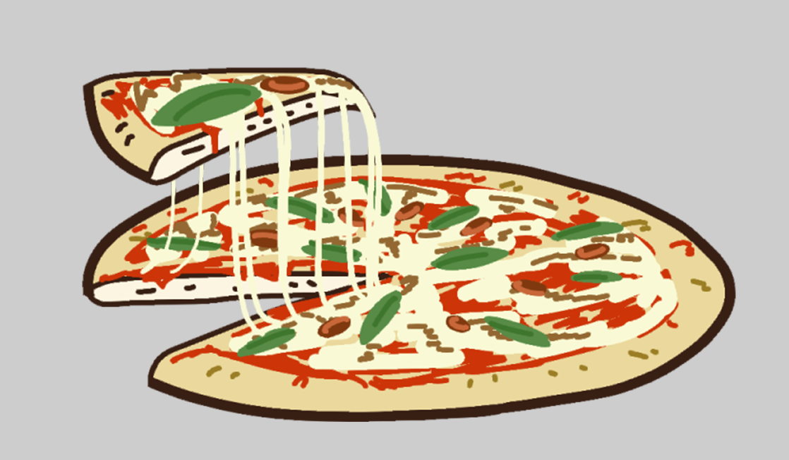 TELOPICTの動くアイコン素材・チーズが伸びるピザ