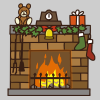 TELOPICTの動くアイコン素材・クリスマス装飾がされた暖炉