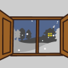 TELOPICTの動くアイコン素材・窓から見える冬の風景