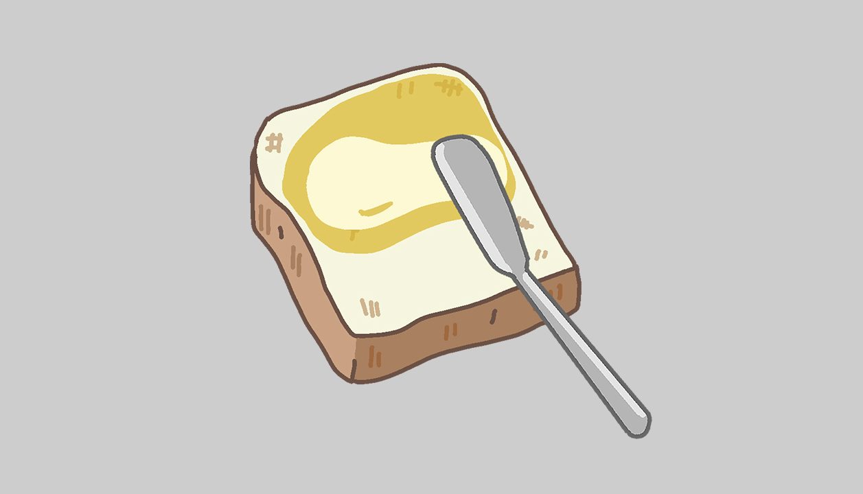 TELOPICTの動くアイコン素材・パンにバターを塗る