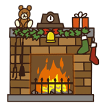 クリスマス装飾がされた暖炉